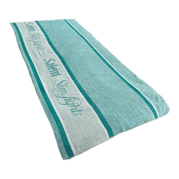 Salem Slim Lights Vintage Turquoise Beach Towel 62 x 27 Advertising Promo - Picture 1 of 4